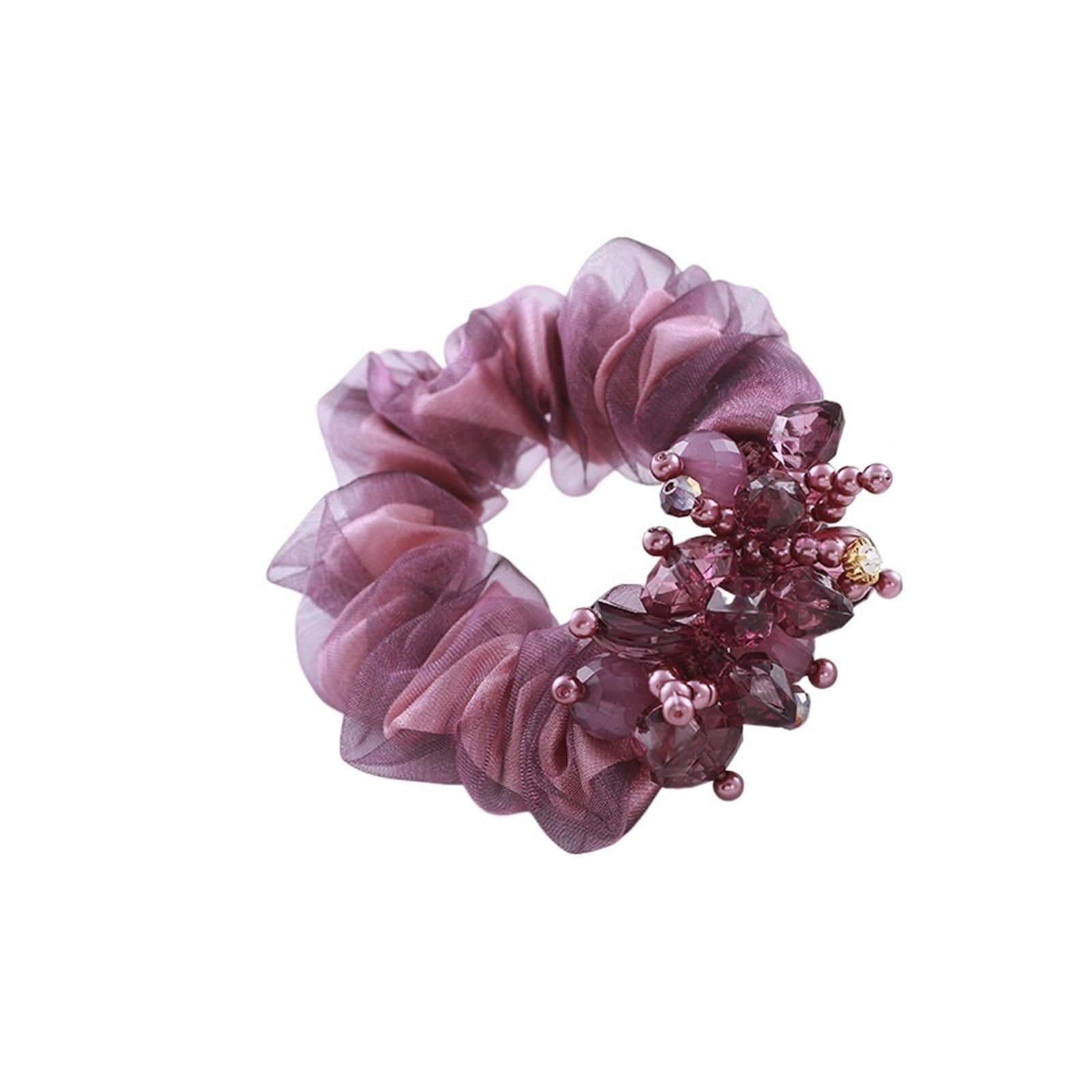 Coleteros Pelo Mujer 1 banda for el cabello de organza, hilo seda, tela cristal, tocado flores, cuerda goma elástica for for niña(B purple)