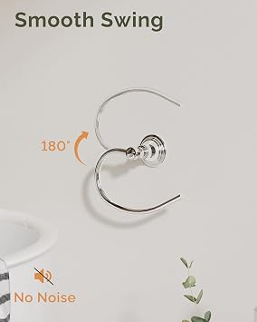 Towel Hook, Towel Ring, Bathroom Hardware Set (2 Pieces, Chrome)