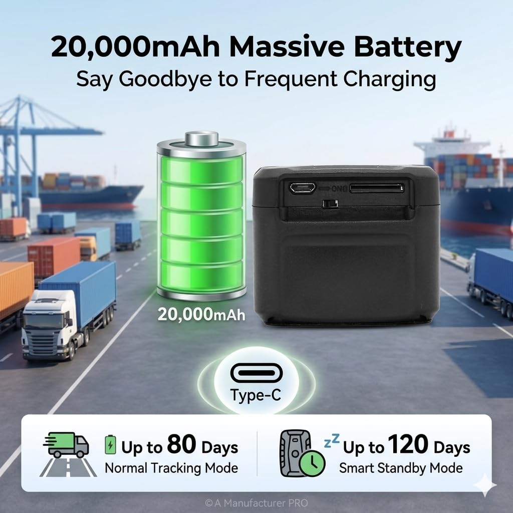 TKMARS 4G GPS 20000mAh,4G Localizzatori GPS Tracker per auto/Camion Magnetico Antifurto Impermeabile,SMS/APP/PC Monitor in Tempo Reale,Geo-fence Alarm con APP Senza Abbonamento per iOS&Android TK918