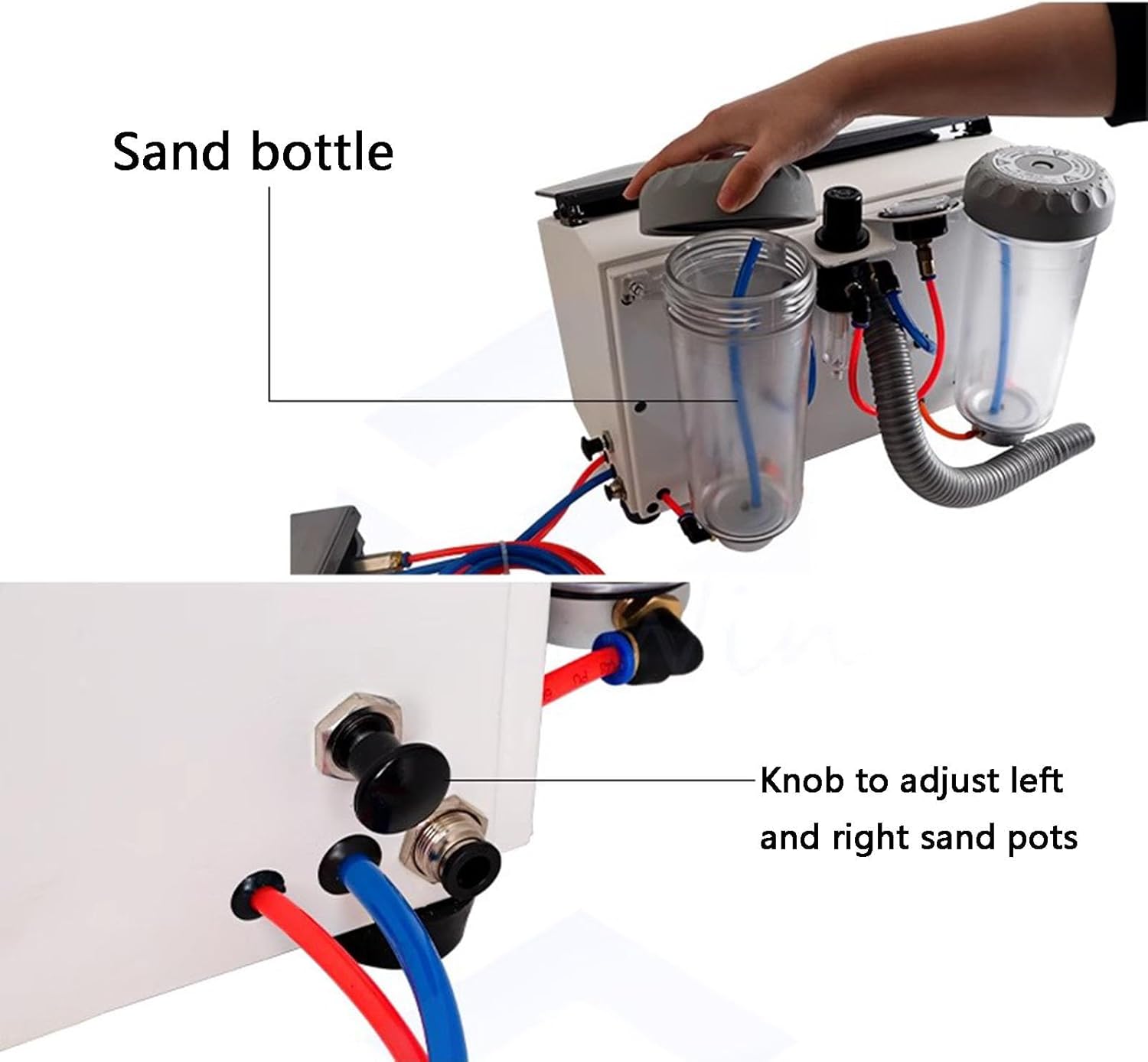 Bench Top Sand Blaster Cabinet Kit,Air Sand Blaster w/Spray Gun,Built-in Glove,LED Lamp,Foot Switch,for Removes Rust,Grime