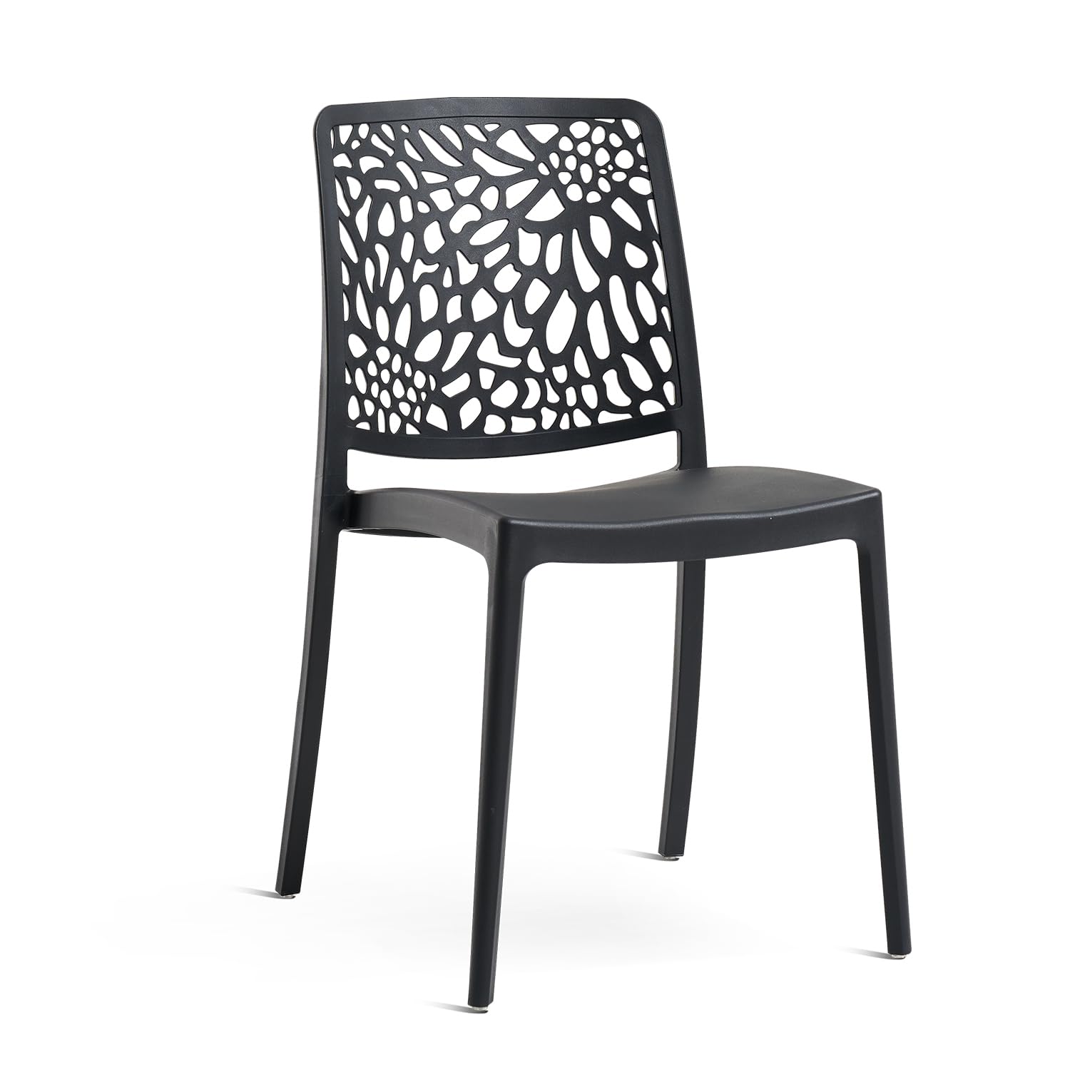 SIEDITI FUORI E DENTRO Sillas de Jardin en polypropylène Avec Fibre de verre, Sillas empilables pour extérieur ou intérieur, Design Moderne et Naturel - Sole (4 Sillas, Negro Antracita)