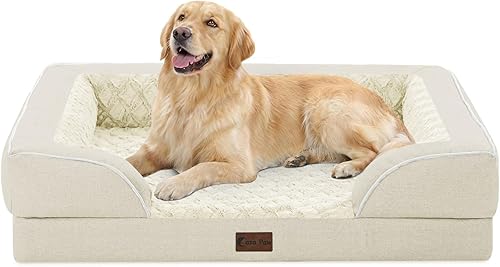 Camas ortopédicas para perros de tamaño grande, cama grande de espuma viscoelástica impermeable para mascotas con lados de 36 x 27 pulgadas,