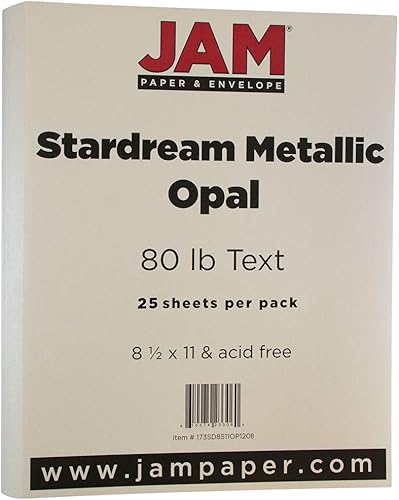 Miniatura 3 de JAM PAPER Papel metálico de 32 libras, 120 GSM, 8.5 x 11 pulgadas, plateado metálico Stardream, 100 hojaspaquete