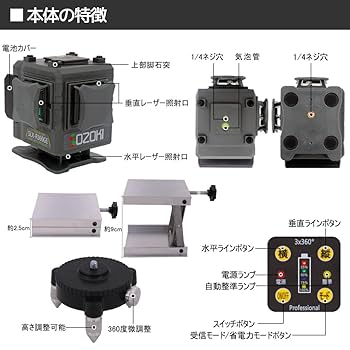 ЗЗSOKKIA ソキア 赤色レーザー 墨出し器 受光器 ケース付 LS830 グリーン sh-400g-suit-r.jpg
