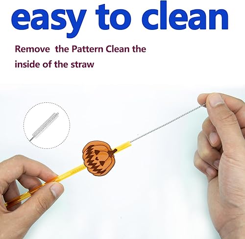 Miniatura 7 de 24 piezas de recuerdos de fiesta de Halloween, pajitas locas de plástico reutilizables con murciélagos, calabaza, bruja, diseños de fantasmas y 2