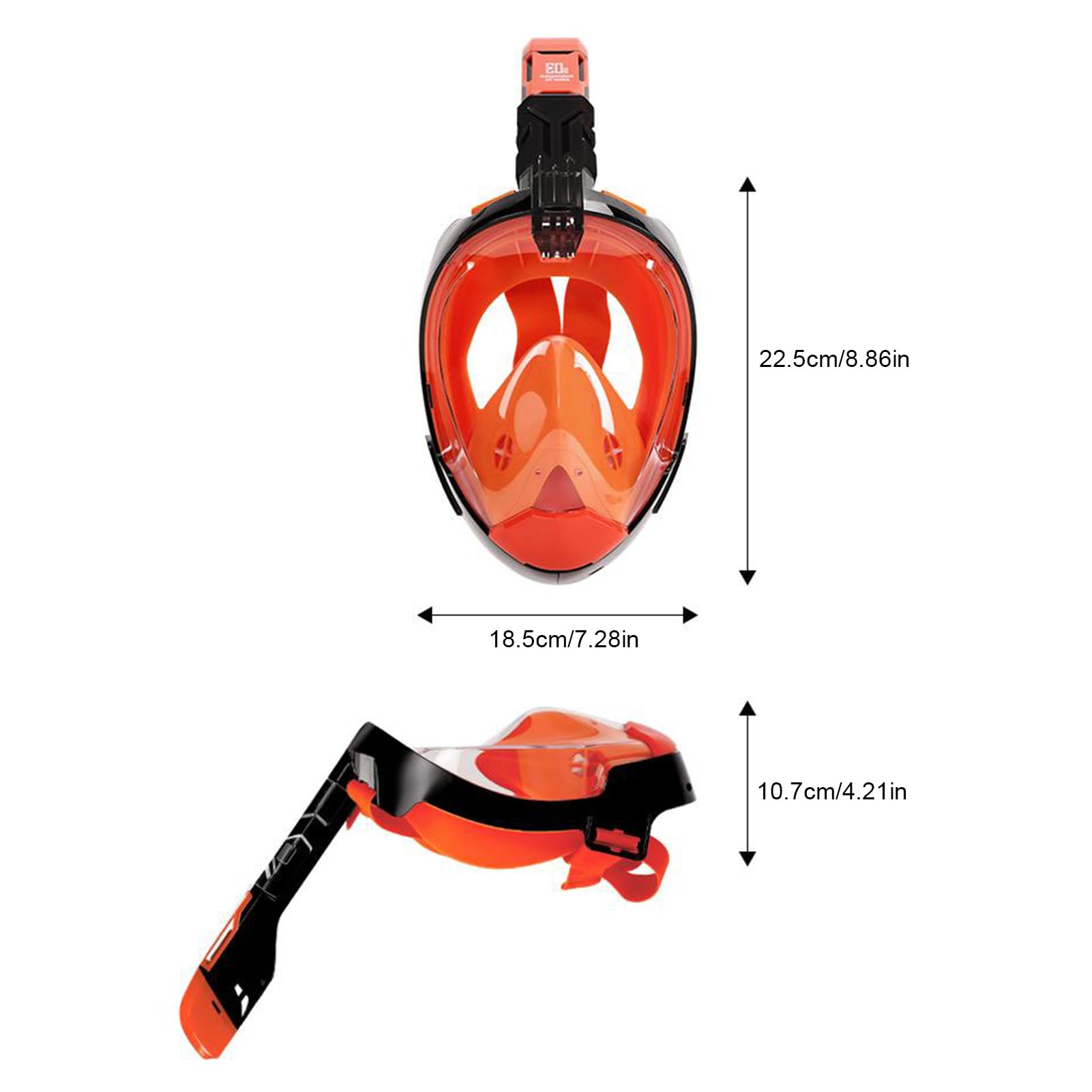 Máscara de Snorkel de Cara Completa Vista Panorámica 180° Respiración Seca Visión Clara para Adultos Equipo Snorkel Negro S/M/L/XL (S/M)