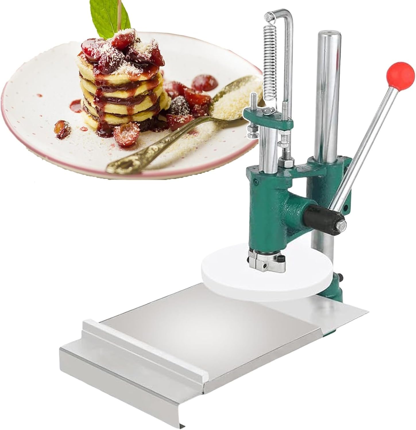 Manual Pizza Press, Pizza Dough Press Machine, Commercial Stainless Steel Dough Press, Pizza Dough Flattener Kitchen Tool, Adjustable Thickness & Height, for Pancake, Pizza Dough Crusts.(14cm)