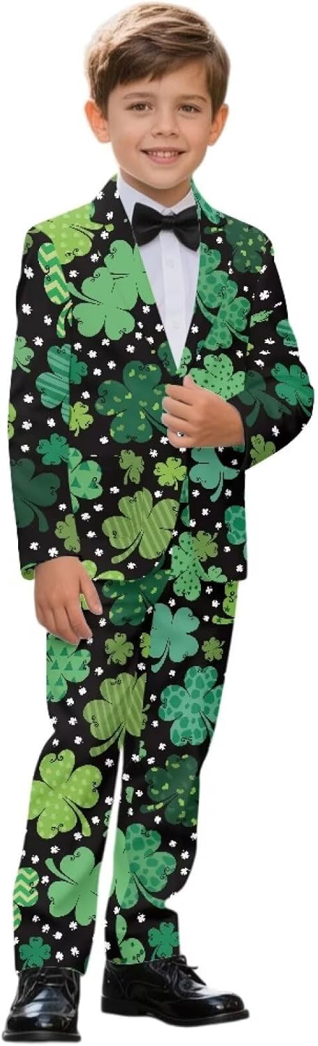 Classic Boys Suit Slim Fit Jacket & Straight Leg Dress Pants Long Sleeve Spring Outfit Wedding Party Clothes
