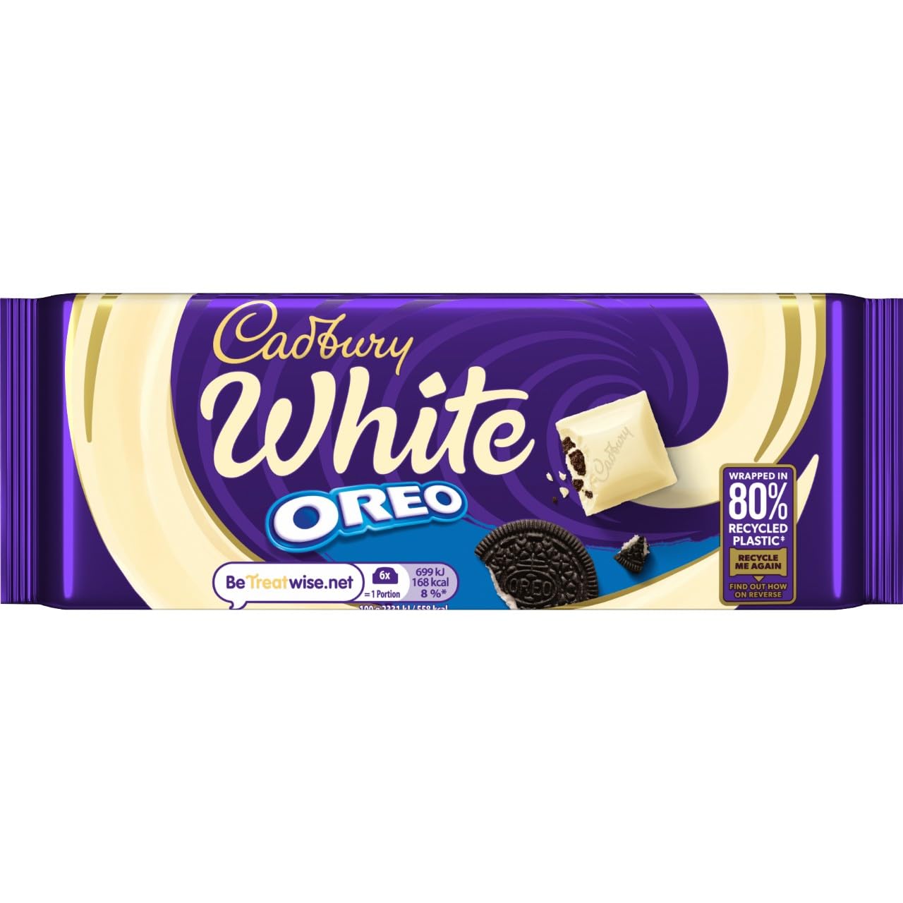 Cadbury Oreo White Chocolate Bar with Biscuit Pieces, 120 g (Pack of 1)