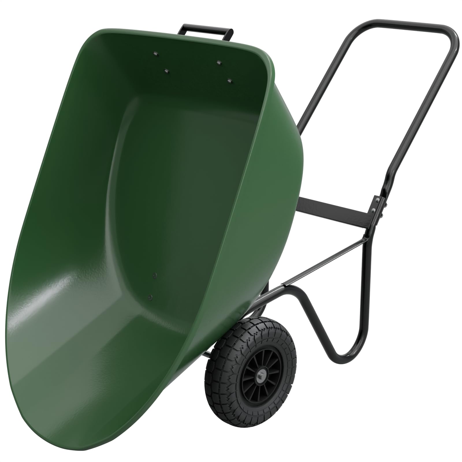 HAGO 24 | Carriola | Verde | Carrello da giardino | 78 l | 100 kg | Funzione ribaltabile | Vasca in PP | Telaio in acciaio | Ruote in PU | Carro cortile | Aiuto per il trasporto