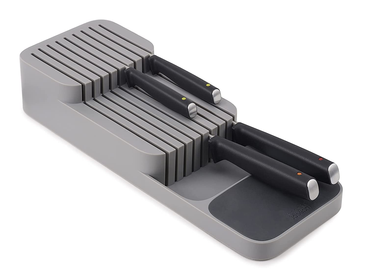 JIALTO Expandable Kitchen Drawer Organizer with 2-Tier Knife Holder, Utensil Holder, Adjustable Cutlery Tray | 39.5 x 13 x 4 cm | Grey (B0CBK8MXSB) Amazon Price History, Amazon Price Tracker