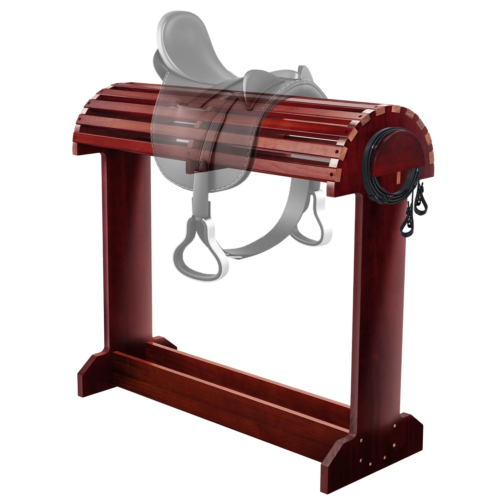Essenhome Extra-Large Wood Saddle Rack-Enhanced Height & Length with Reinforced Stability,Non-Abrasive Design,Heavy-Duty Saddle Stand for Horse Tack Room Organization 29.9"x13.8"x30.7 (Mahogany)