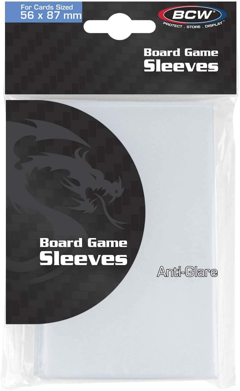 BCW Board Game Sleeves | 56x87mm Card Sleeves for Board Game Cards | Acid-Free Archival Quality Protection | Durable Sleeves for European & American Games | Prevents Wear & Tear | 50 Sleeves per Pack BCW Board Game Sleeves | 56x87mm Card Sleeves for Board Game Cards | Acid-Free Archival Quality Protection | Durable Sleeves for European & American Games | Prevents Wear & Tear | 50 Sleeves per Pack