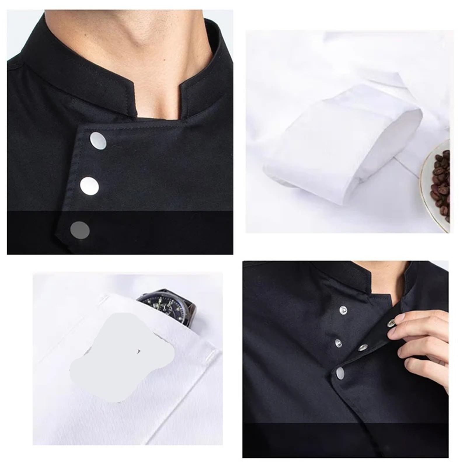 Divisa Da Cuoco Camice da cuoco for catering, camice da ristorante, cucina, chef, panettiere, uniforme da lavoro, abbigliamento da hotel, giacca da cuoco, tuta da cameriere for bar Per Chef(WHITE,XXL)