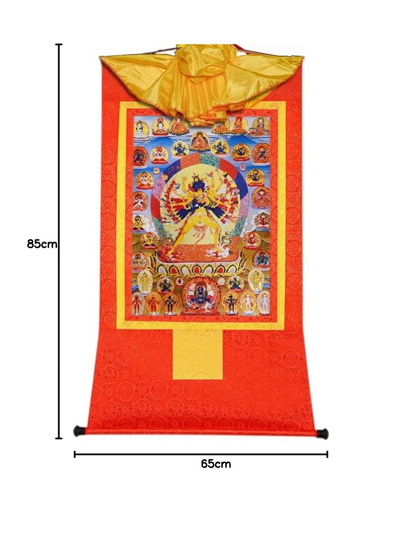 Gandhanra Thangka Tibétain - Kalacakra Vajrayogini Thangka - Peinture Tantrique Bouddha à Dorure - Tapisserie Mural pour Décoration Zen - Méditation et Relaxation Spirituelle