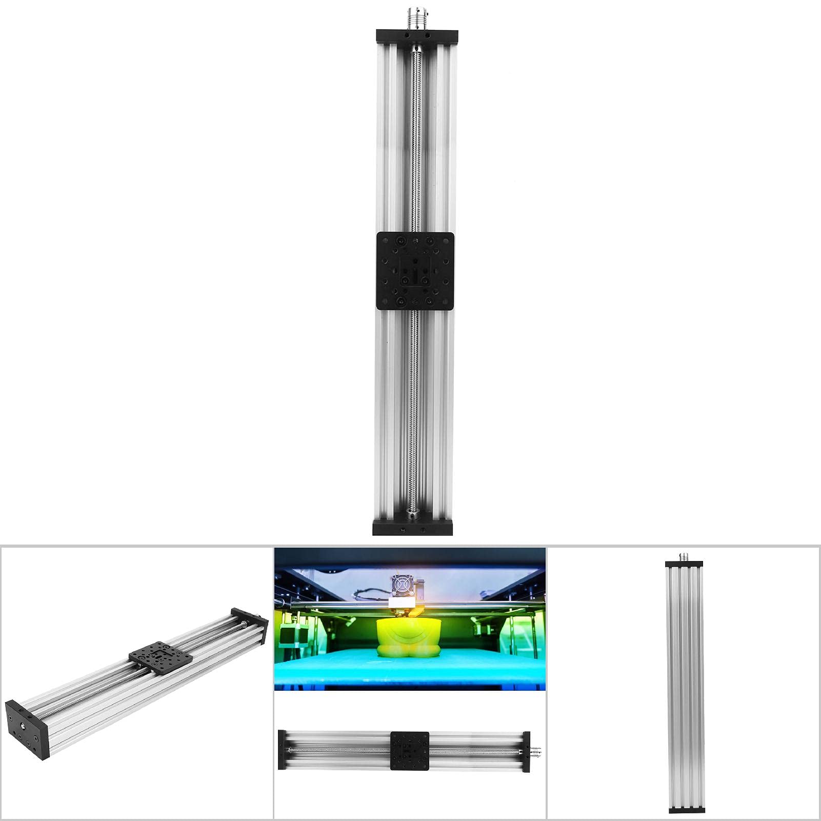 Tornillo deslizante Mesa lineal Aleación de aluminio Impresora 3D Máquina de grabado Plomo 2 mm Negro/Plata(500mm-astilla)