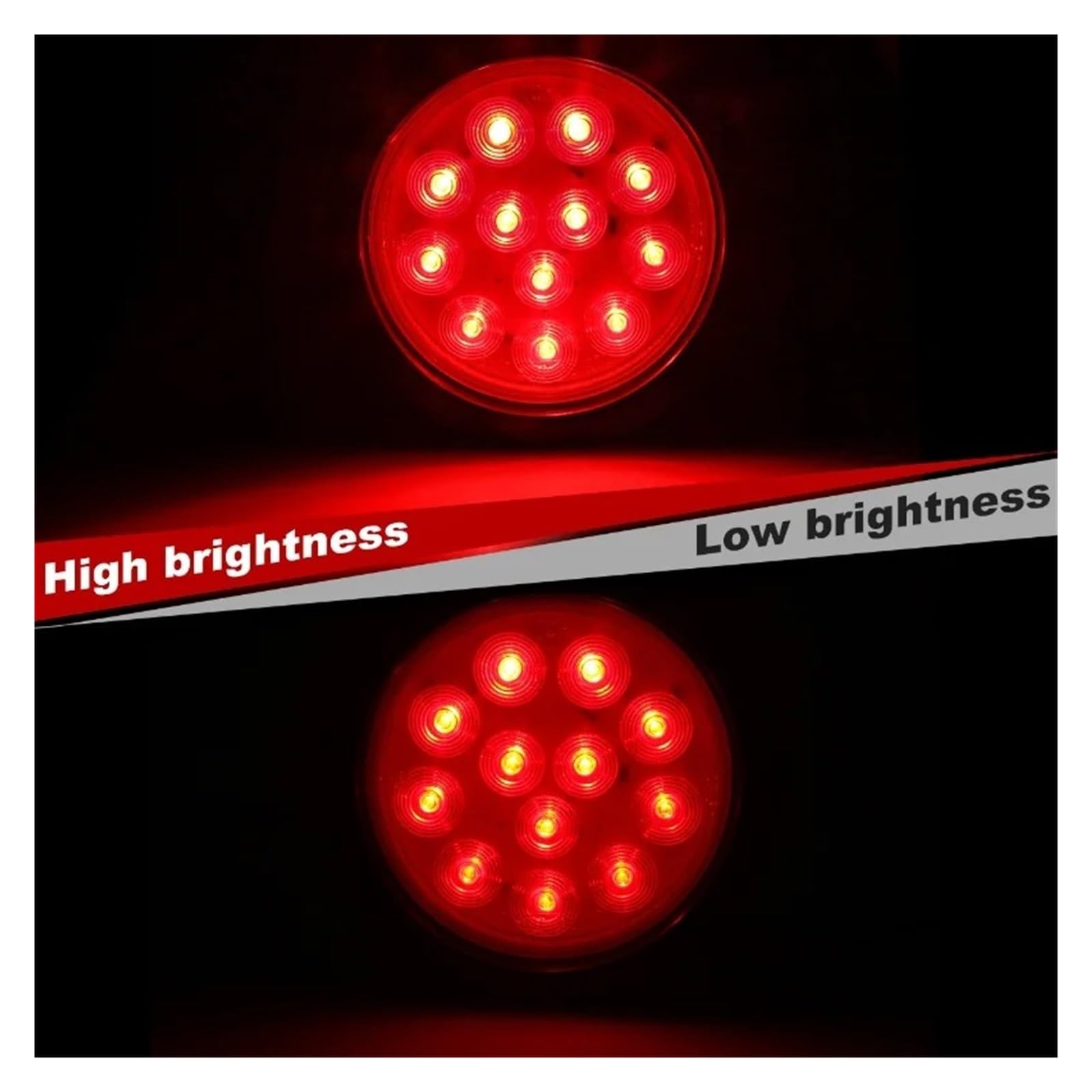 2/4 Pezzi 4 Pollici 12 LED Stop Direzione Fanale Posteriore Freno Fanale Posteriore Impermeabile Rotondo Per Camion Rimorchio Fari Posteriori(4pcs Smoked Shell)