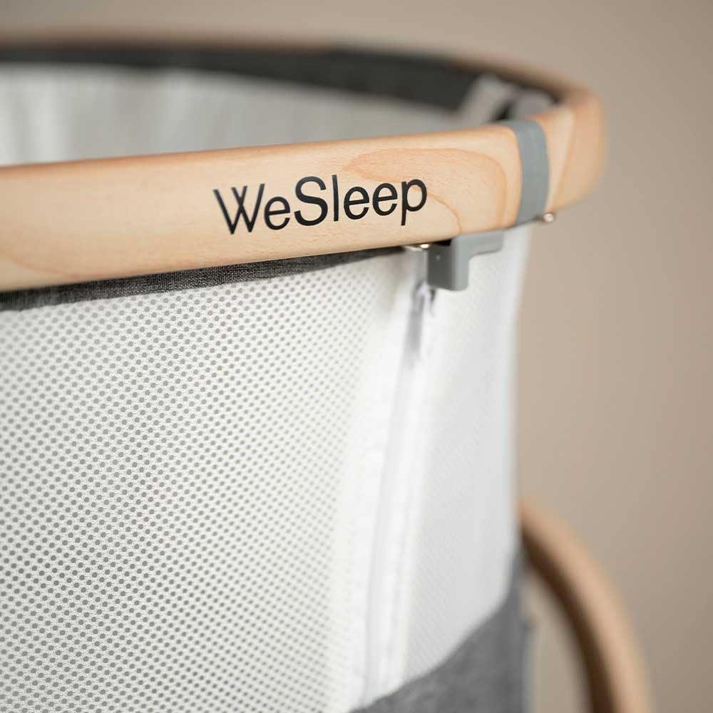 Lit bébé cododo Wesleep William Kent avec matelas 2,5cm, hauteur réglable 7 niveaux, fenêtre filet et sangles, panier rangement