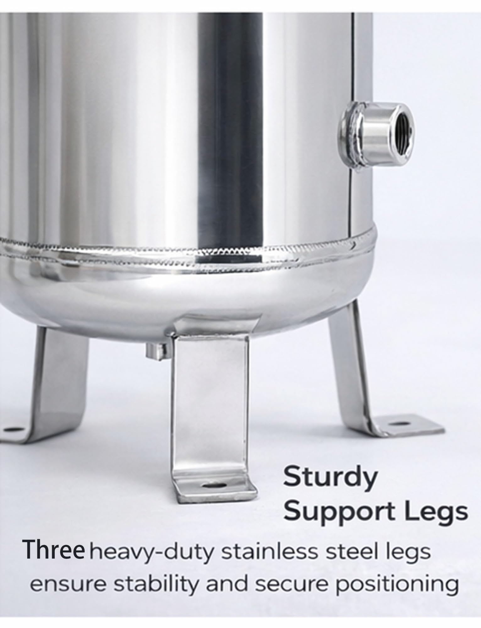 Réservoir récepteur d'air vertical en acier inoxydable avec accessoires d'installation pour air comprimé et tampon sous vide, options de 5 à 30 l disponibles