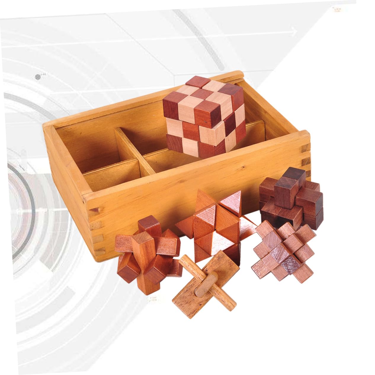 6piezas Puzzle De Madera para Niño Niña Enclavamiento Ming Luban Estimula La Imaginación Coordinación Juguete Educativo para Desarrollar Habilidades Cognitivas