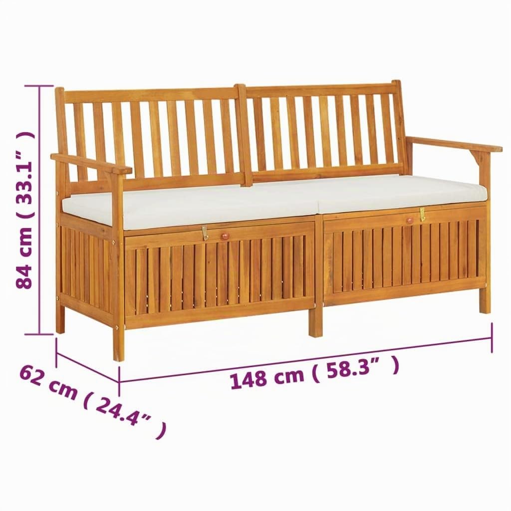 vidaXL Cassapanca con Cuscino 148 cm in Legno Massello di Acacia