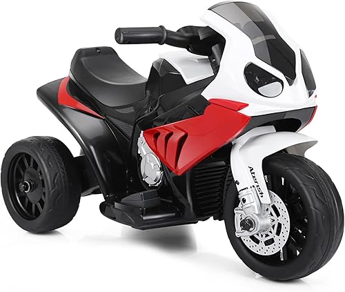 Miniatura 16 de S AFSTAR Motocicleta eléctrica para niños, 6 V, 3 ruedas, motocicleta a batería con faros LED, música, pedal, suspensión de resorte, juguete de Azul