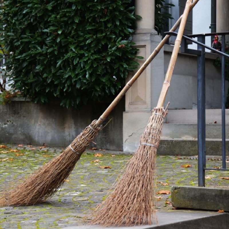 Virsus Scopa in legno di Bamboo, con manico lungo 142 cm, 18 rami, setole naturali, per pulizia giardino, strade, operatori ecologici -1031
