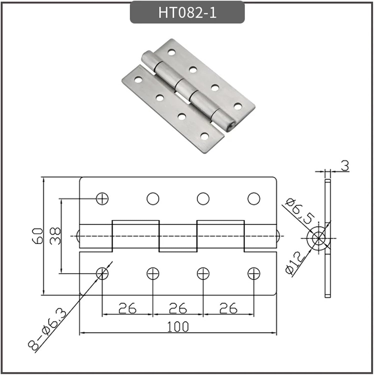 304 Stainless Steel Heavy Duty Door Hinge Industrial Equipment Electric Cabinet Door Folding Hinge 100x60x3 1Pcs(Brushed Finish)