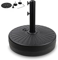 Gzdisbek Heavy Duty Round Umbrella Base Stand - Water/Sand Fillable 50lbs Capacity, Fits 1.5-1.9" Poles, Black 20in Patio Garden Holder