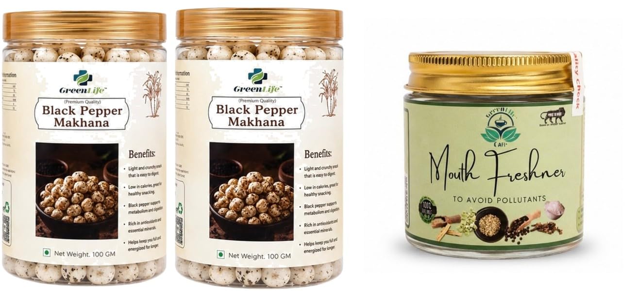 Black Pepper Makhana | Roasted Fox Nuts | 100gpack of 2Quinoa Peri Chips | Spicy Baked Quinoa | 150g | GreenLife Combo | Total Weight 250g | Assorted f-image-29