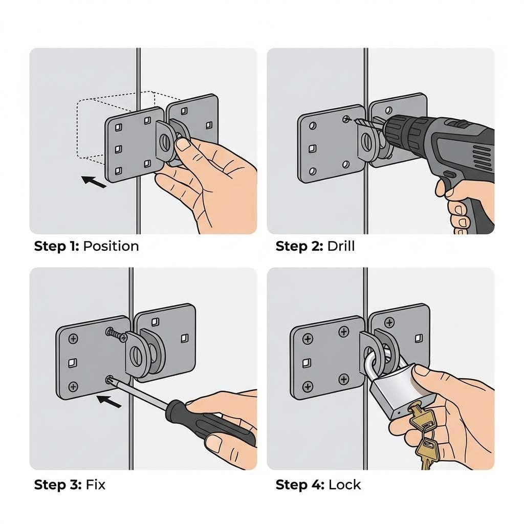 QWORK® Alta Seguridad Camionetas , Candado Redondo de acero con 2 llaves para Furgonetas , Camiones , puertas , furgonetas y máquinas expendedoras