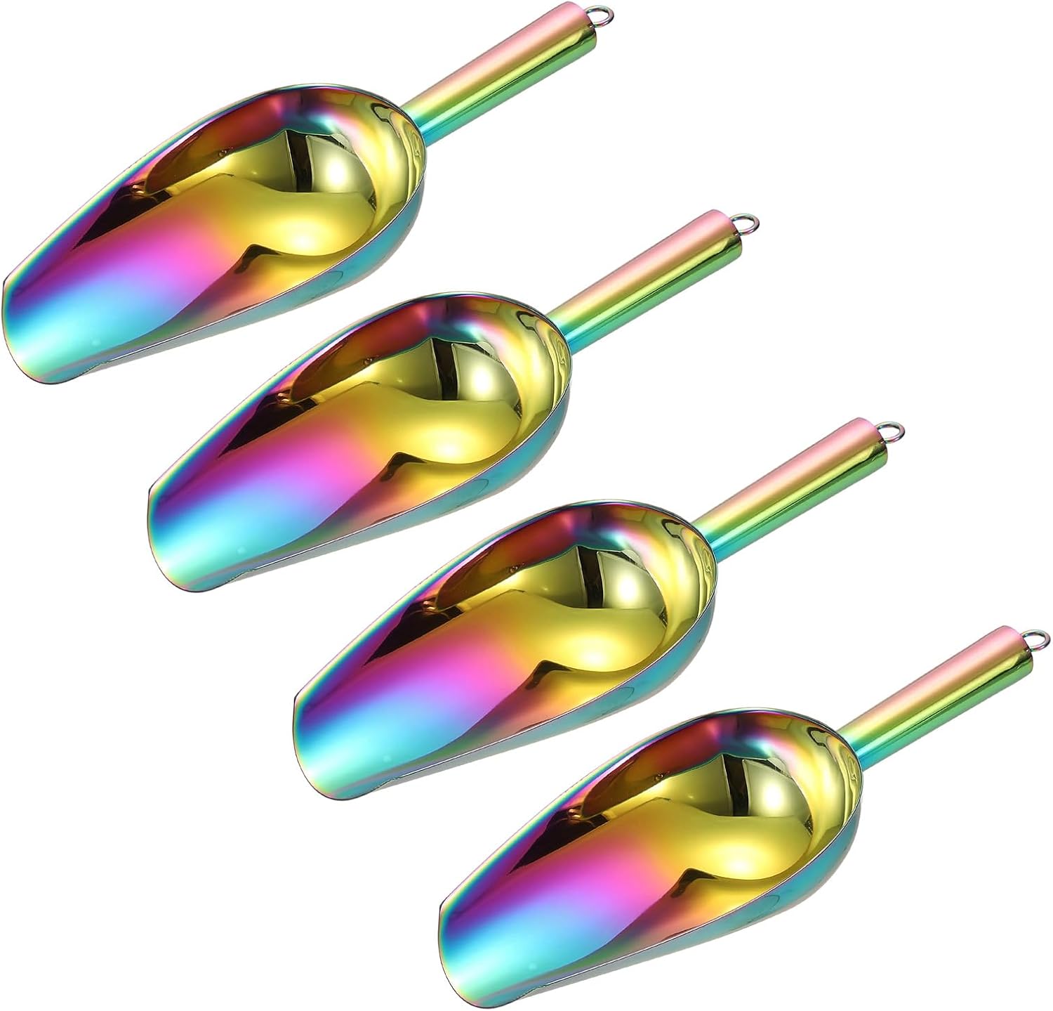 uxcell 4pcs Metal Ice Scoop, 11 inch Stainless Steel Ice Scooper for Kitchen Party Bar Wedding Use, Gold