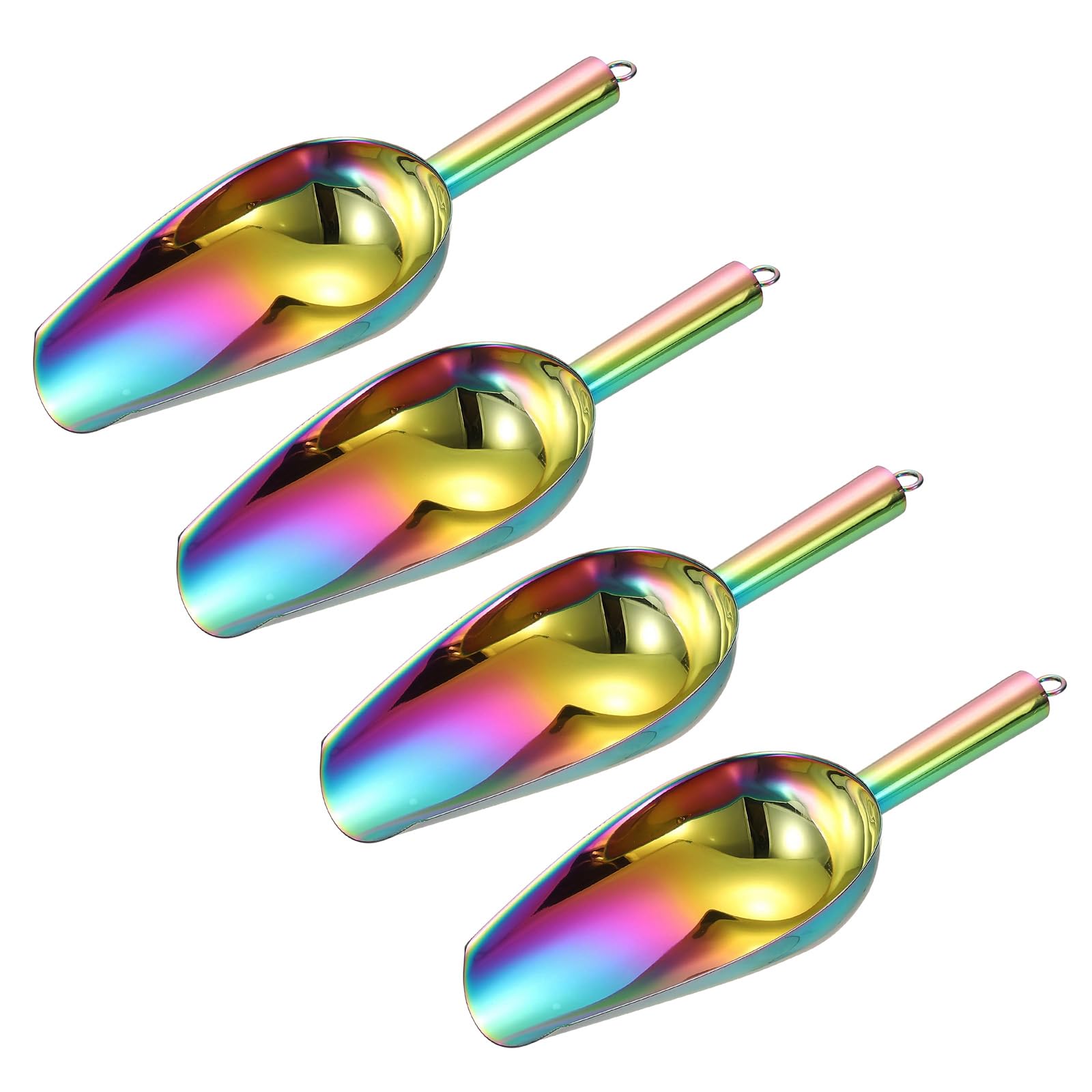 QUARKZMAN 4Pcs Pelle à Glace en Métal, 11 Pouces Cuillère à Glace en Acier Inoxydable pour Cuisine Fête Bar Mariage, Arc-En-Ciel
