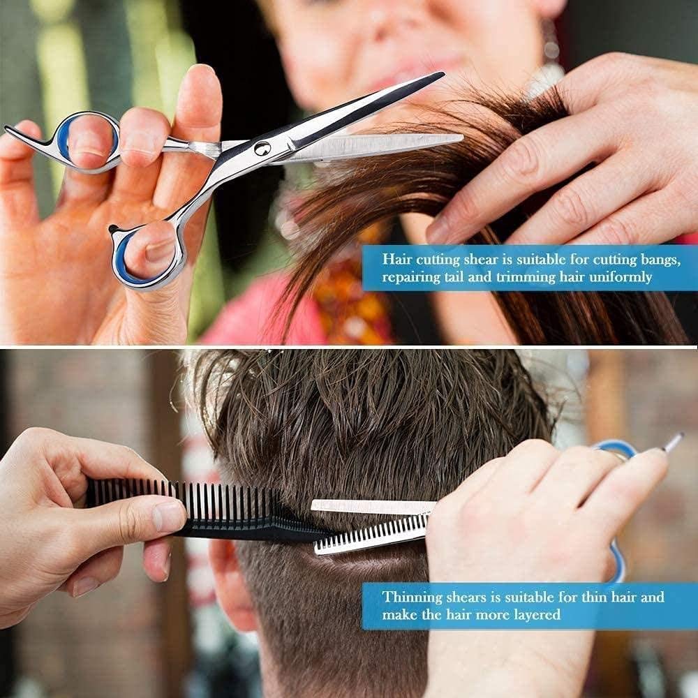 Friseurschere Professionelles Friseurscheren-Set - 6,5 Zoll Scheren-Set inkl. Nagelschere - Edelstahl-Friseurschere mit Kammclips und Lederetui für Damen Herren Kinder u