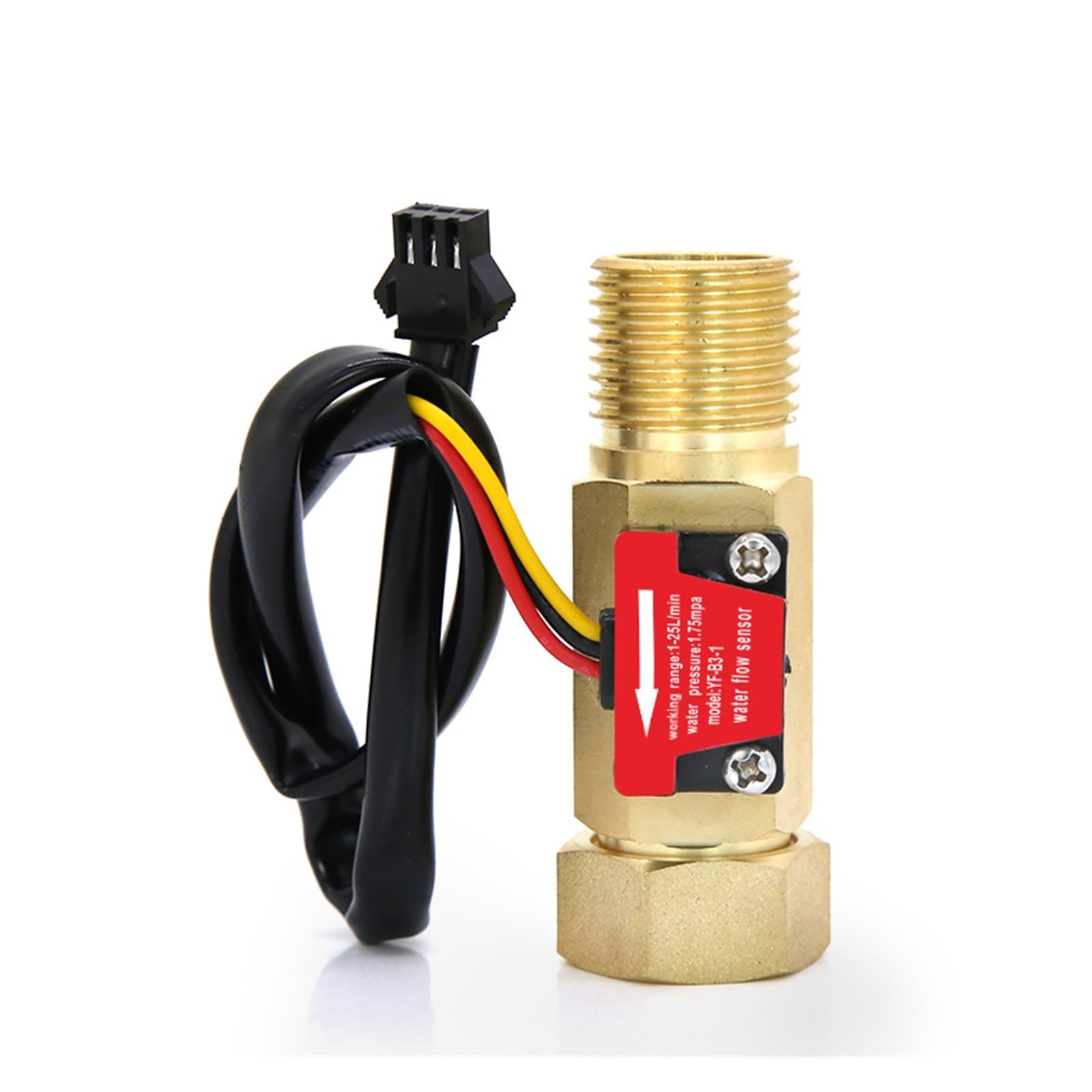 MKHJKIOII 1/2" NEW Male Female Thread Water Flow Sensor, Brass 1.75MPa Hall Pulse Flowmeter DC5~18V