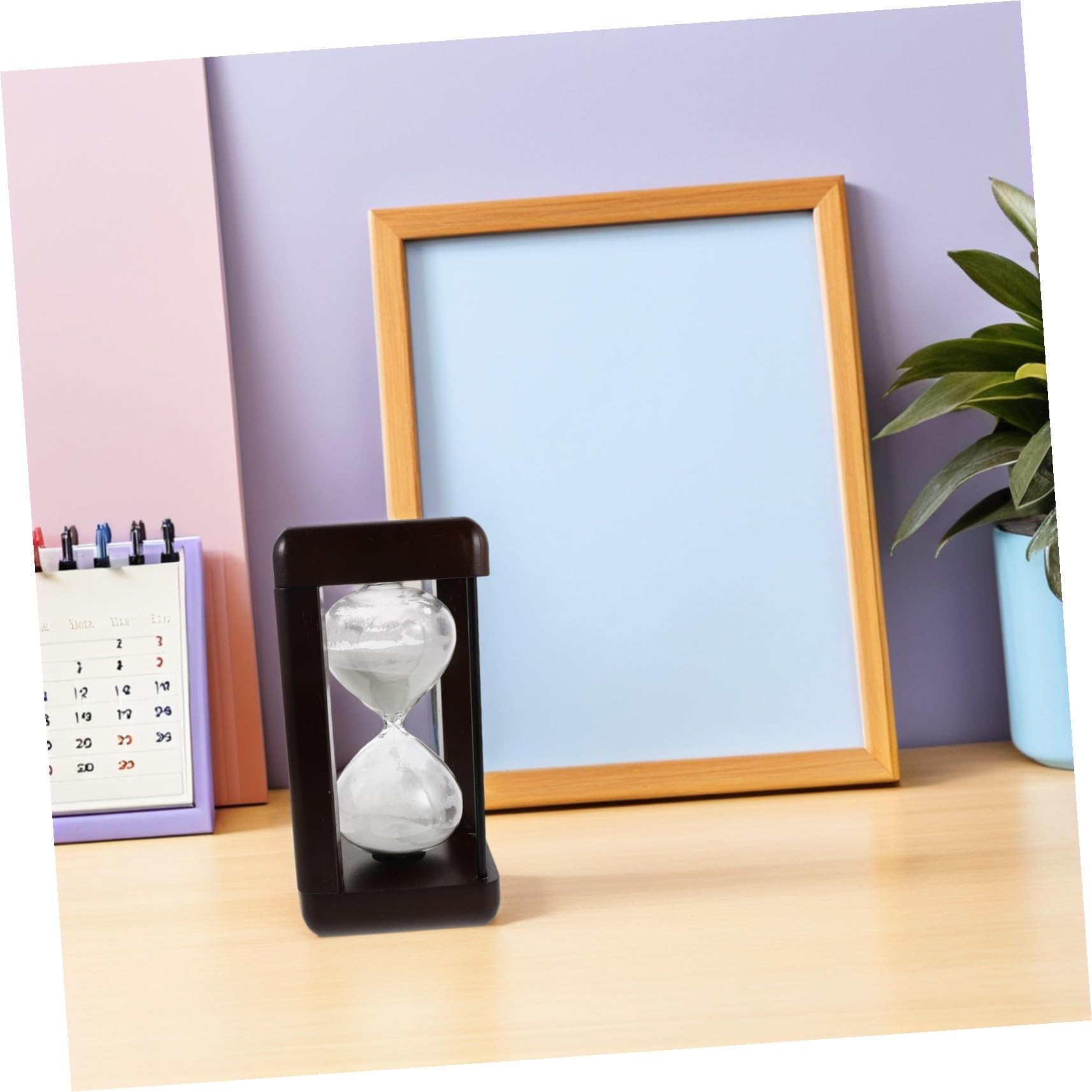 Reloj de Arena de Madera Maciza Blanco, Adorno Vintage de 60 Minutos