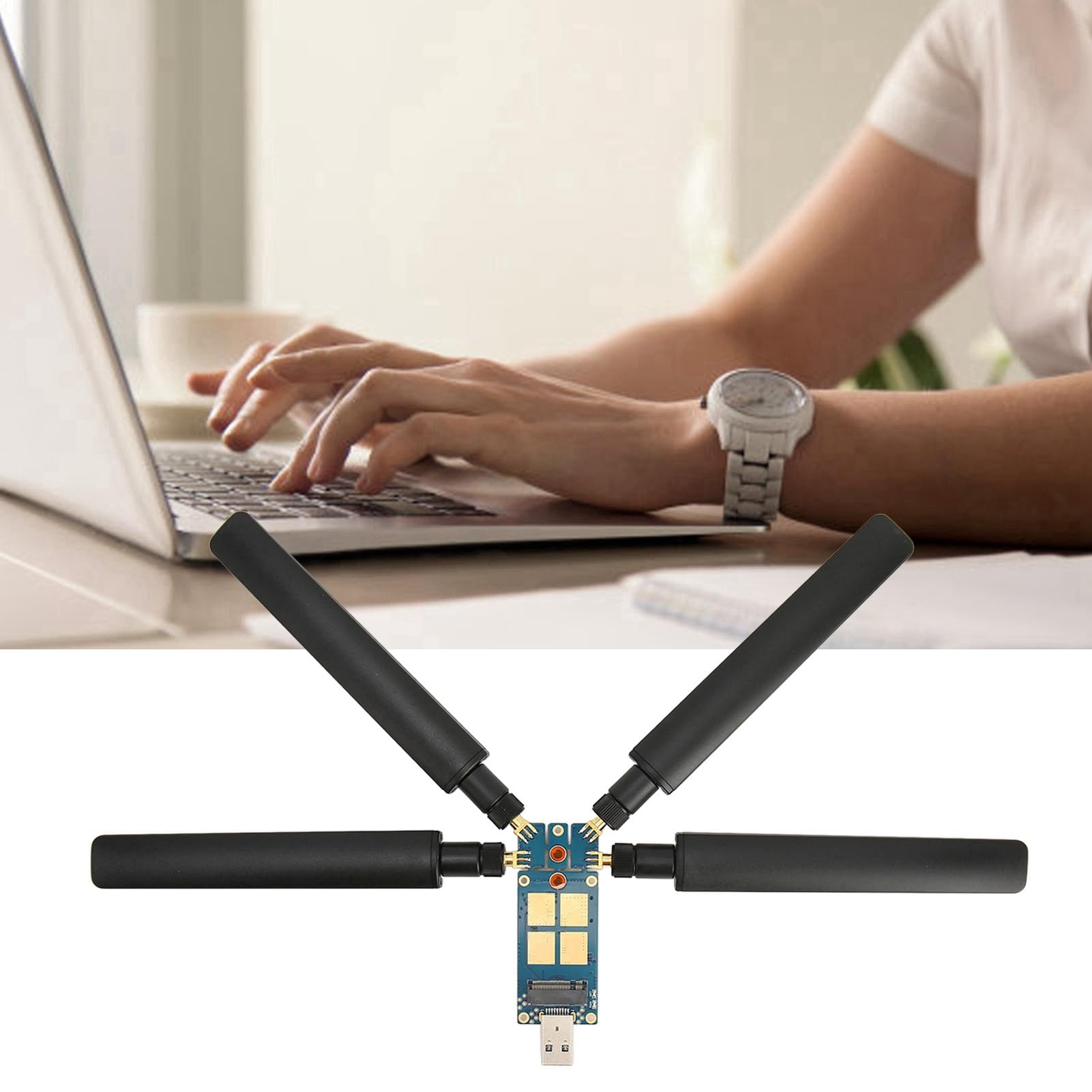 Cuifati Scheda di Espansione Dongle 5G, Adattatore USB 3.1 a M.2 Key B con Interfaccia Antenna 4 SMA e Piastra di Dissipazione del Calore, Modulo 5G Ad Alta velocità per Quectel SIM82XX RM50XQ, Lega