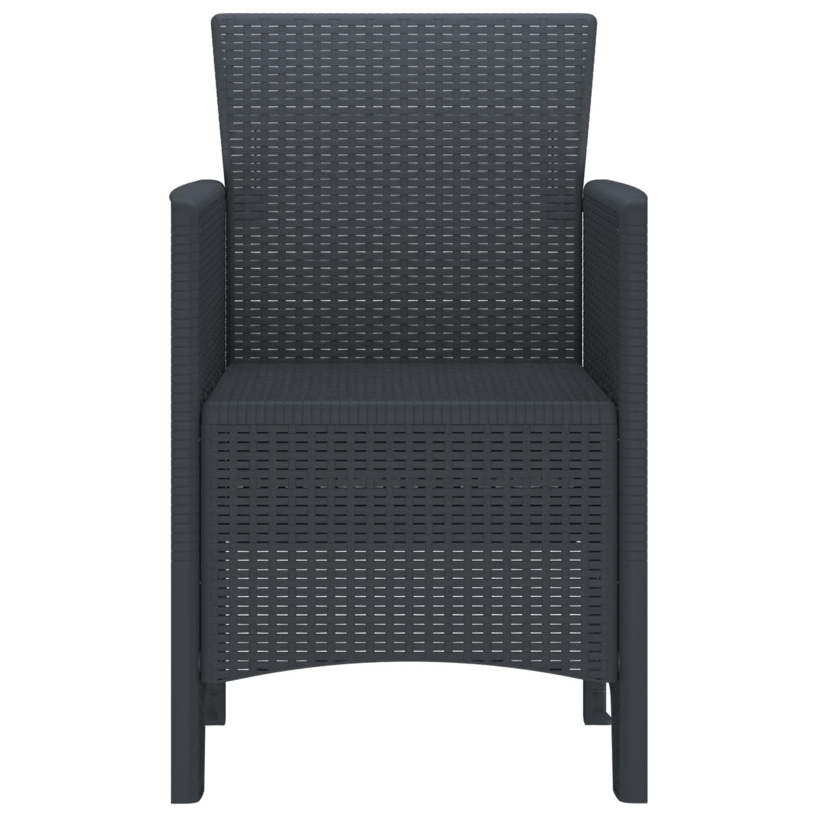 Silla de jardín genérica, 4 unidades, color antracita, 53 x 49 x 85 cm, polipropileno