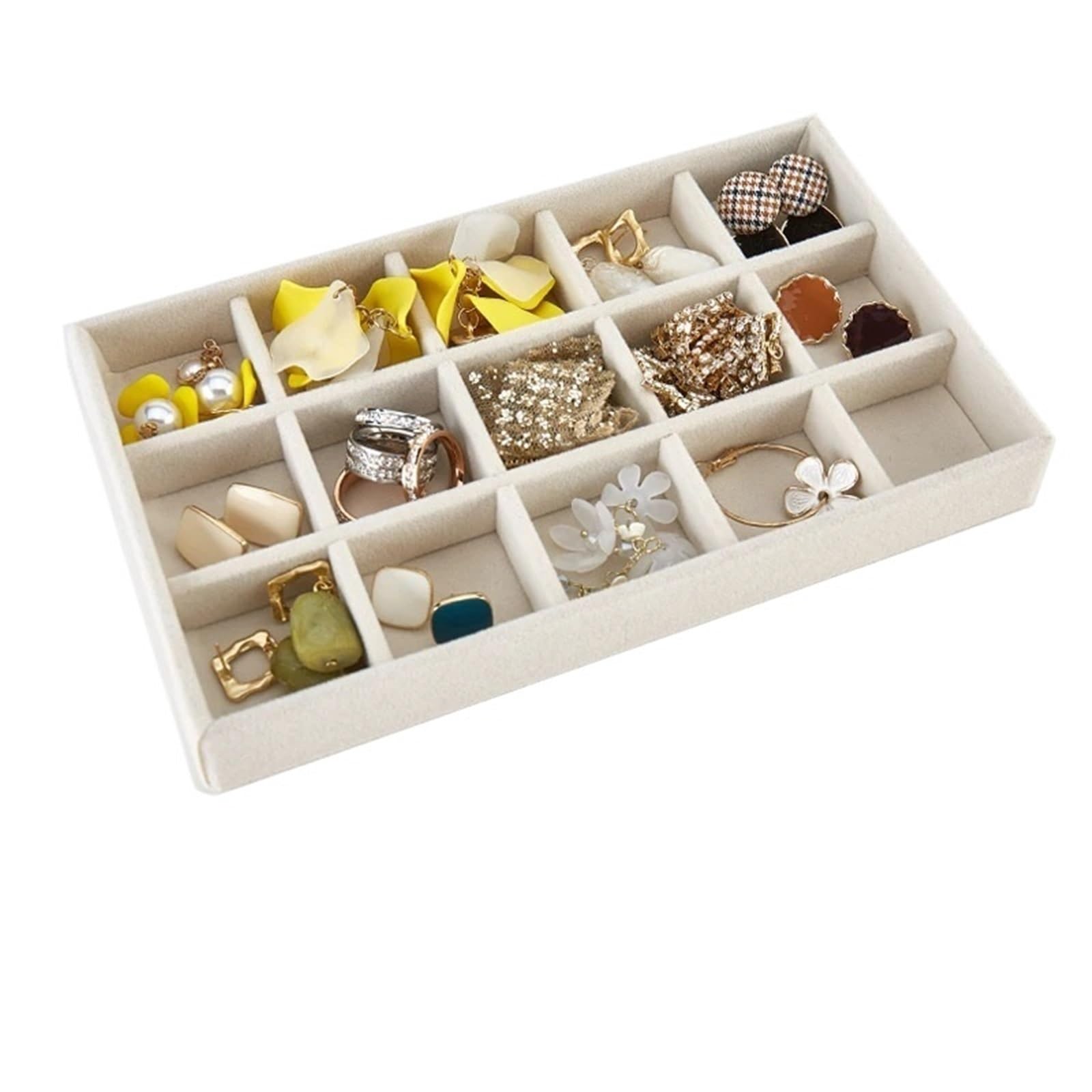 Sicrubious jewelry organizers and storage Jewelry Organizer Velvet Jewelry Storage Tray Display Ring Bracelet Necklace Storage Box Showcase Drawer Organizer Trays(Color 19)