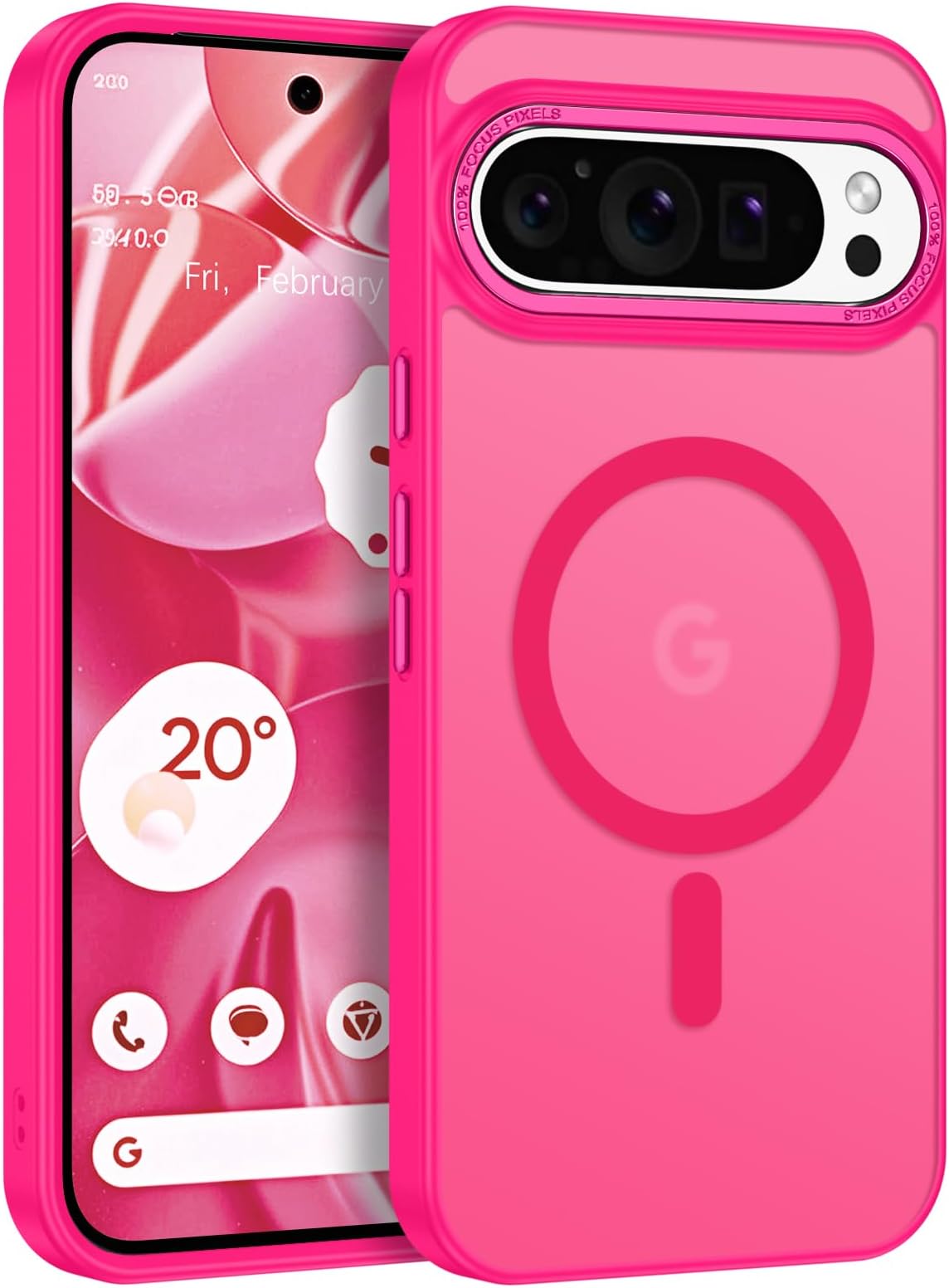 BENTOBEN Magnetic for Google Pixel 9 Pro XL Case, Pixel 9ProXL Phone Case Compatible with MagSafe, Translucent Matte Slim Shockproof Protective Magnetic Cover for Google 9 ProXL 6.8 inch, Hot Pink
