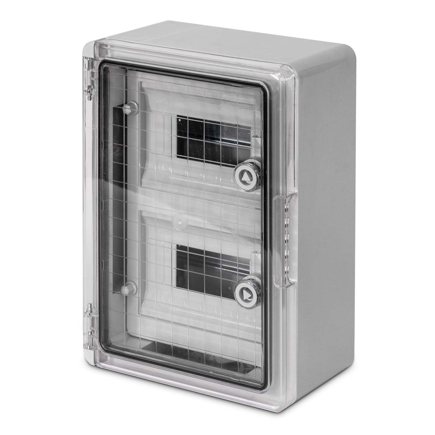 Armario distribución plástico ABS con placa montaje acero galvanizado 8x2 mod puerta Opaca armario vacio 250x350x150mm IP65 (8x2 Módulos, Puerta Transparente)