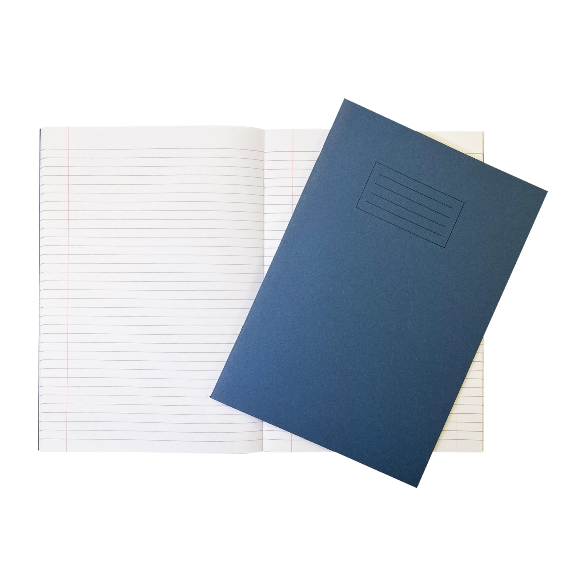 Janrax Pack of 50 A4 Dark Blue 80 Page Feint Ruled with Margin Exercise Books WF Paper with 225gsm Manilla Cover
