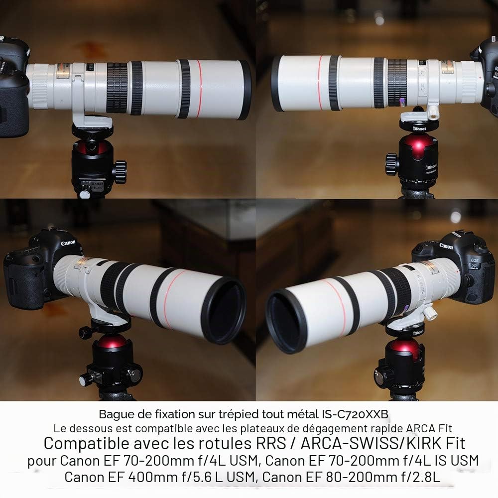 Objectif Collier Trépied Bague de Montage pour Canon EF 70-200mm f/4L USM et Canon EF 70-200mm f/4L is USM et Canon EF 400mm f/5.6 L USM et Canon EF 80-200mm f/2.8L avec Plaque à Dégagement Rapide