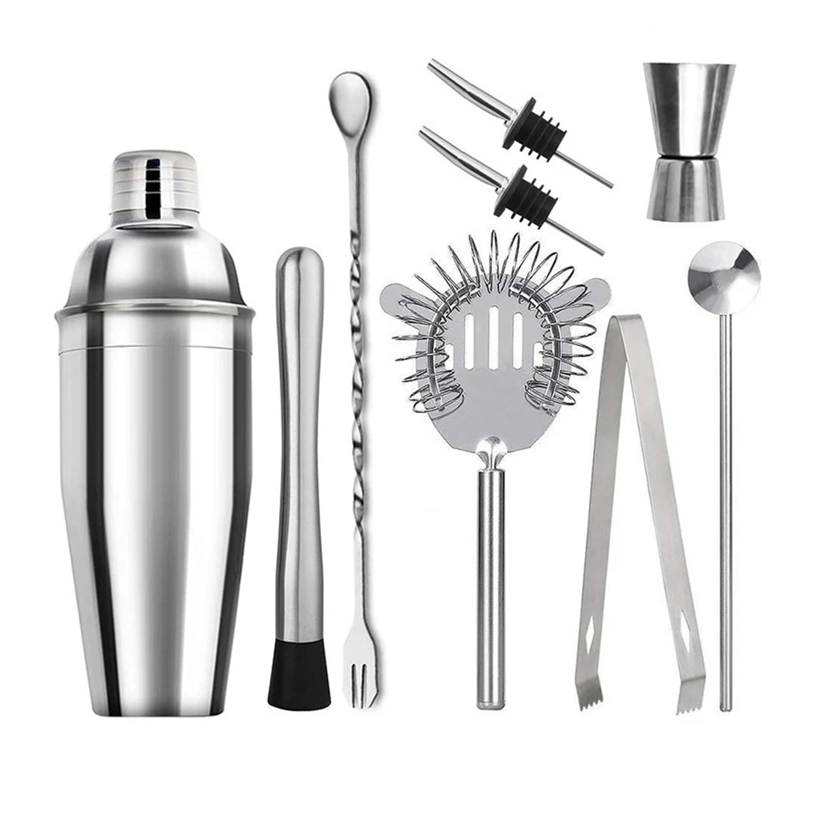 Juego de coctelera, equipo coctelería, mezclador, artículos bar(9PCS,750ml)