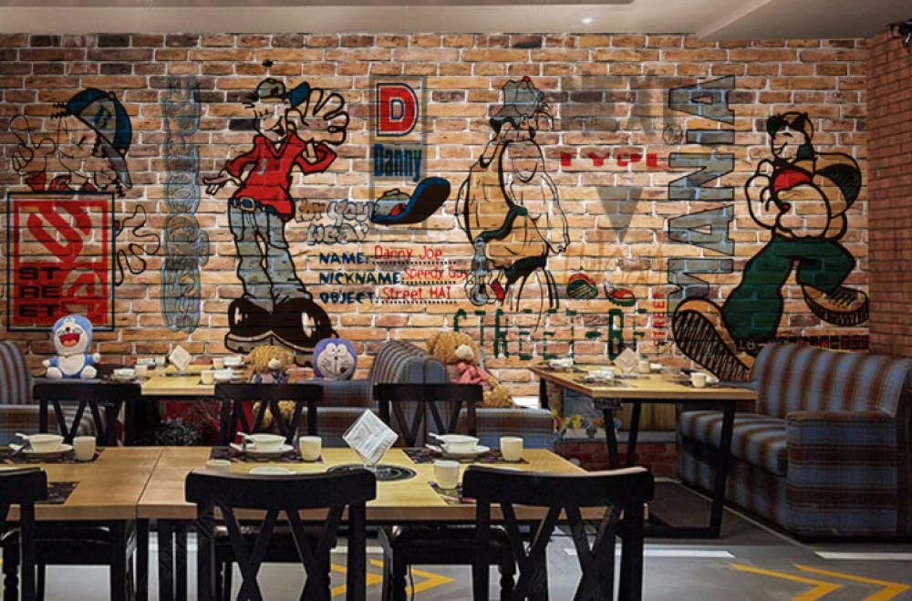 Carta da parati adesiva per muro Carta da parati murale KTV da pranzo con graffiti di strada Hip Hop Art Carte da parati -250cmx175cm