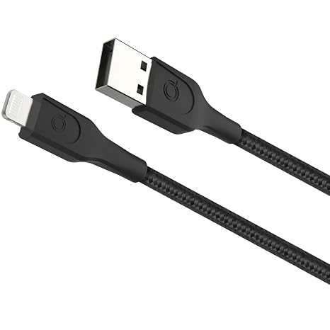 6 FT Charging Cable USB-A to Lightning Connector (Black)