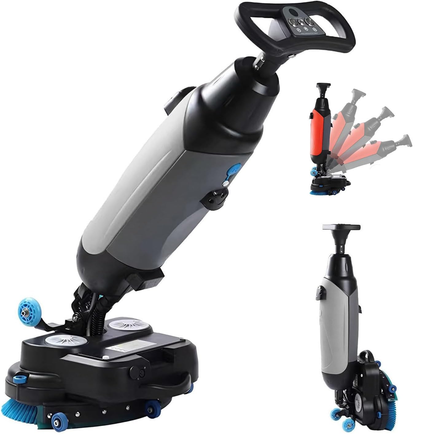 Depurador de suelo comercial, 10.5 A de potencia con motores de cepillo de 2 x 250 W y tanques de agua duales, secador automático para suelos duros