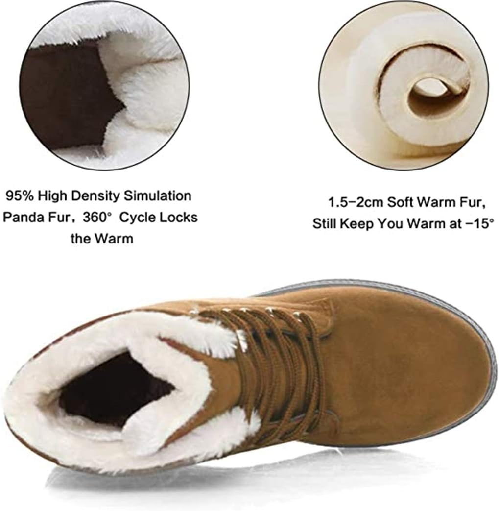 Women Warm Fur Plush Insole Suede Waterproof Ankle Snow Boots