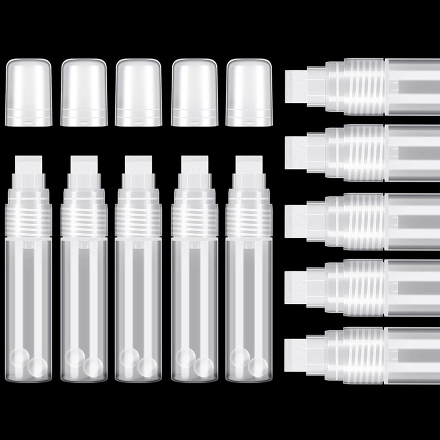 Lot de 30 Stylos à Peinture 15 mm Marqueur Permanent Vide en Acrylique Blanc Marqueur de Peinture Acrylique Transparent Marqueur Rechargeable