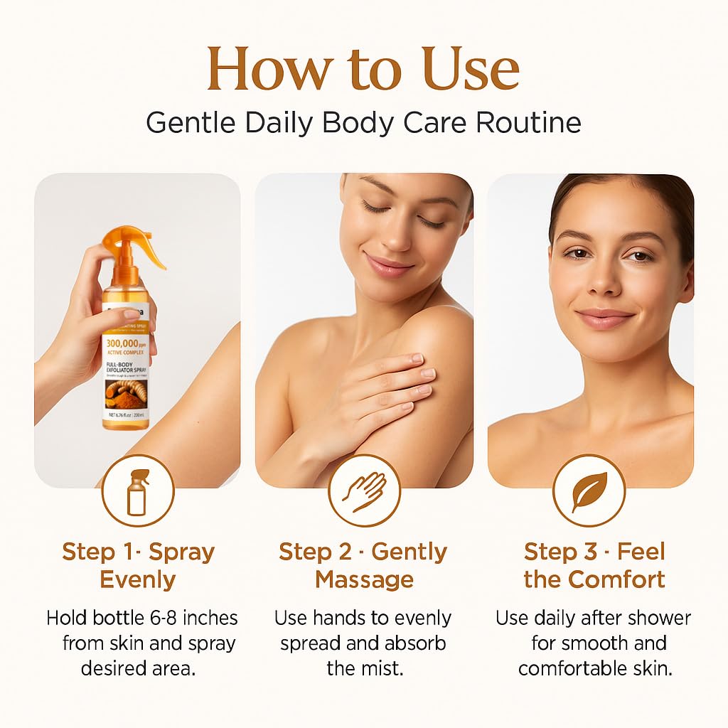 Peel Shot Body & Face Turmeric Mist – Botanical Exfoliating & Skin Comfort Spray for Smooth, Radiant, and Supple Feel 200mL - Image 7